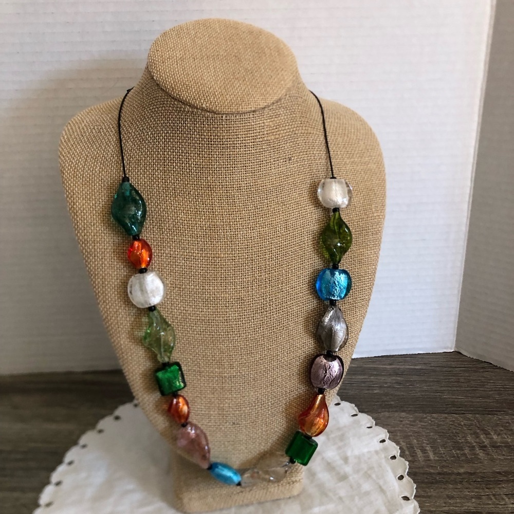 Hand Strung Multi Colour Glass Beaded Necklace